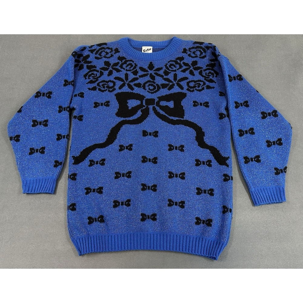 Vintage 80s Sweater Retro by Renaissance Size Large Bow Design Made in USA